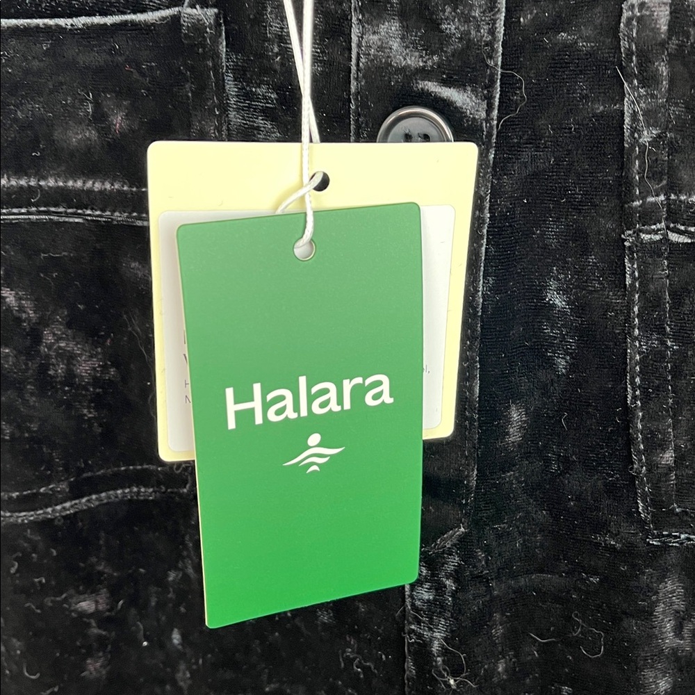 HALARA VELVET BLACK HIGH WAISTED WIDE LEG FRONT POCKET PULL ON PANTS SZ MED NWT - Picture 5 of 12